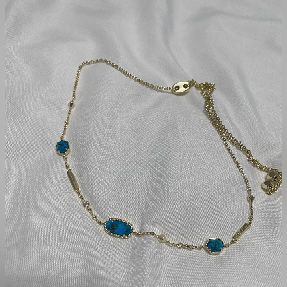 Kendra Scott blue and gold adjustable necklace